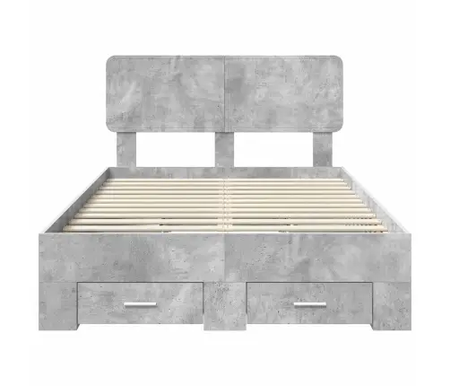 Voodi Raam Peaga Sahtliga Betoonhall 120 X 190 Cm Tehispuit