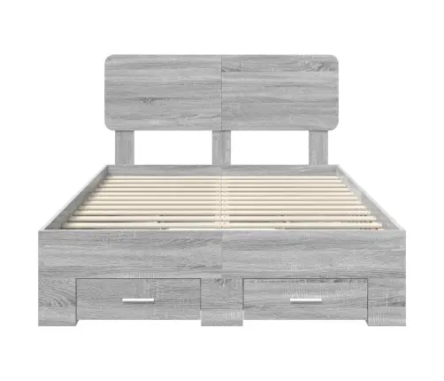 Gultas Rāmis Pelēks Sonoma 120 X 190 Cm Inženierijas Koks Vidaxl