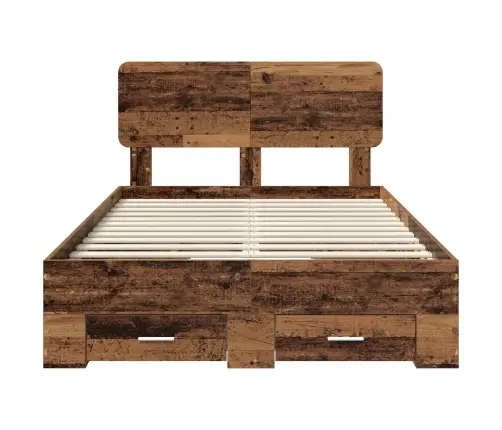 Voodi Raam Peaga Sahtliga Vana Puit 120 X 190 Cm Tehispuit