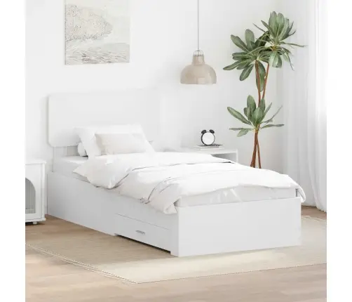 Gultas Rāmis Ar Atvilktni Balts 100 X 200 Cm Inženierijas Koks Vidaxl