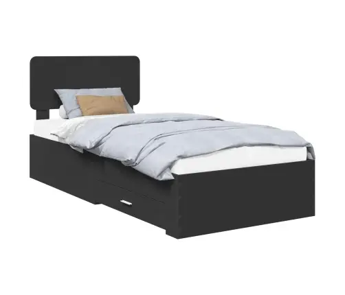 Voodi Raam Peaga Sahtliga Must 100 X 200 Cm Tehispuit