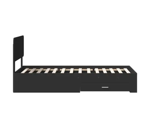 Voodi Raam Peaga Sahtliga Must 100 X 200 Cm Tehispuit