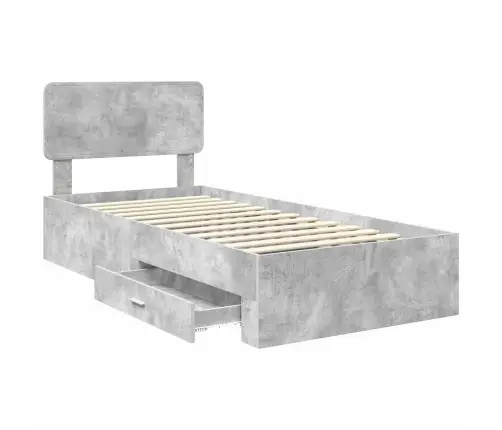 Lovos Rėmas Betono Pilka 100 X 200 Cm Apdirbta Mediena