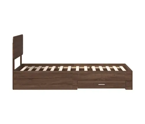 Gultas Rāmis Brūns Ozols 100 X 200 Cm Inženierijas Koks Vidaxl