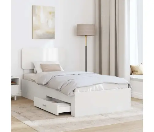 Gultas Rāmis Ar Atvilktni Balts 90 X 200 Cm Inženierijas Koks Vidaxl