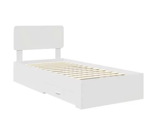 Gultas Rāmis Ar Atvilktni Balts 90 X 200 Cm Inženierijas Koks Vidaxl