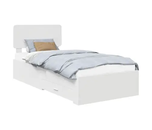 Gultas Rāmis Ar Atvilktni Balts 90 X 200 Cm Inženierijas Koks Vidaxl