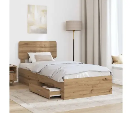 Gultas Rāmis Artisānā Ozols 90 X 200 Cm Inženierijas Koks Vidaxl