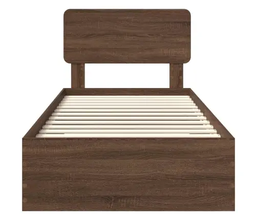 Gultas Rāmis Brūns Ozols 90 X 190 Cm Inženierijas Koks Vidaxl