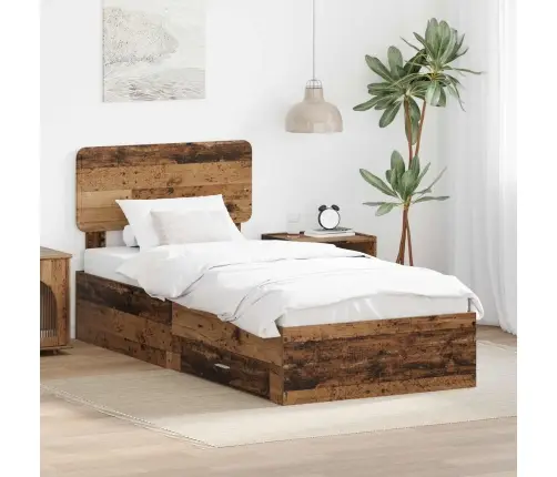 Gultas Rāmis Vecs Koks 90 X 190 Cm Inženierijas Koks Vidaxl