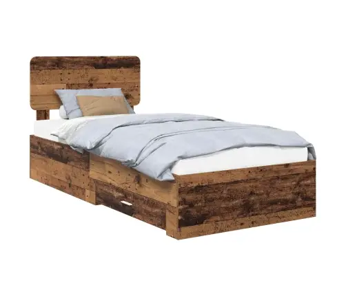 Gultas Rāmis Vecs Koks 90 X 190 Cm Inženierijas Koks Vidaxl