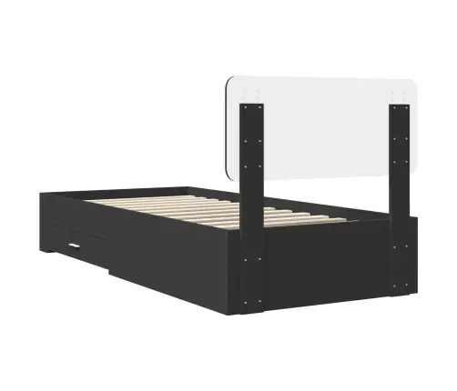 Gultas Rāmis Ar Atvilktni Melna 75 X 190 Cm Inženierijas Koks Vidaxl