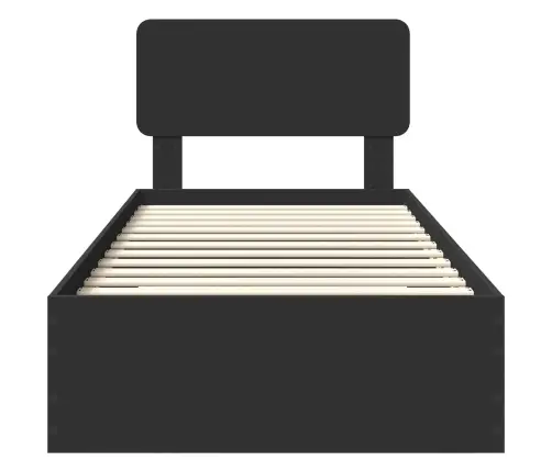 Gultas Rāmis Ar Atvilktni Melna 75 X 190 Cm Inženierijas Koks Vidaxl