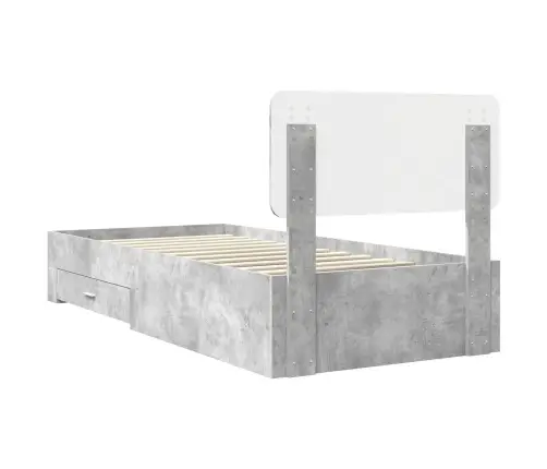 Lovos Rėmas Betono Pilka 75 X 190 Cm Apdirbta Mediena