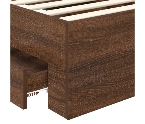 Gultas Rāmis Brūns Ozols 75 X 190 Cm Inženierijas Koks Vidaxl