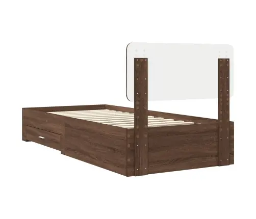 Gultas Rāmis Brūns Ozols 75 X 190 Cm Inženierijas Koks Vidaxl