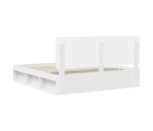 Gultas Rāmis Balts 200 X 200 Cm Ciets Priedes Koks Vidaxl