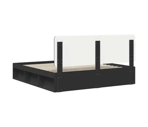 Lovos Rėmas Juoda 200 X 200 Cm Kietos Pušies Mediena