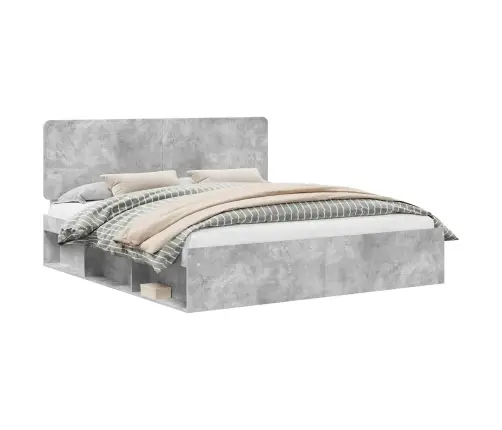 Gultas Rāmis Betons 200 X 200 Cm Ciets Priedes Koks Vidaxl