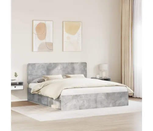 Gultas Rāmis Betons 180 X 200 Cm Ciets Priedes Koks Vidaxl