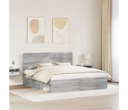 Lovos Rėmas Pilkas Sonoma 180 X 200 Cm Kietos Pušies Mediena