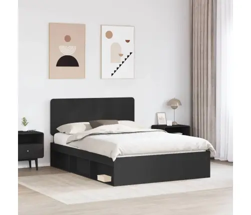 Gultas Rāmis Melna 160 X 200 Cm Ciets Priedes Koks Vidaxl