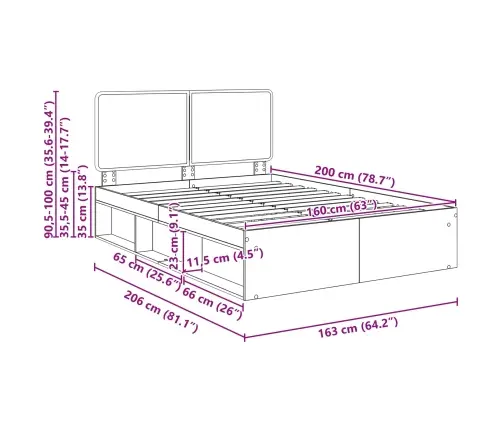 Gultas Rāmis Melna 160 X 200 Cm Ciets Priedes Koks Vidaxl
