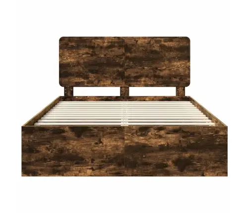 Gultas Rāmis Dūmaka Ozols 150 X 200 Cm Ciets Priedes Koks Vidaxl