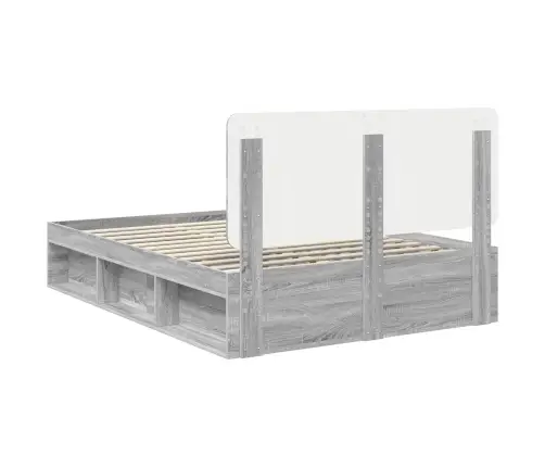 Gultas Rāmis Pelēks Sonoma 150 X 200 Cm Ciets Priedes Koks Vidaxl