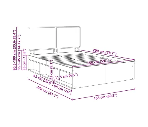 Lovos Rėmas Senas Medis 150 X 200 Cm Kietos Pušies Mediena