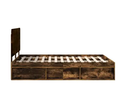 Gultas Rāmis Dūmaka Ozols 140 X 200 Cm Ciets Priedes Koks Vidaxl