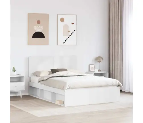 Gultas Rāmis Balts 140 X 190 Cm Ciets Priedes Koks Vidaxl