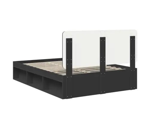 Gultas Rāmis Melna 140 X 190 Cm Ciets Priedes Koks Vidaxl