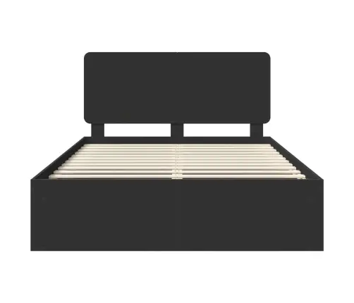 Gultas Rāmis Melna 140 X 190 Cm Ciets Priedes Koks Vidaxl