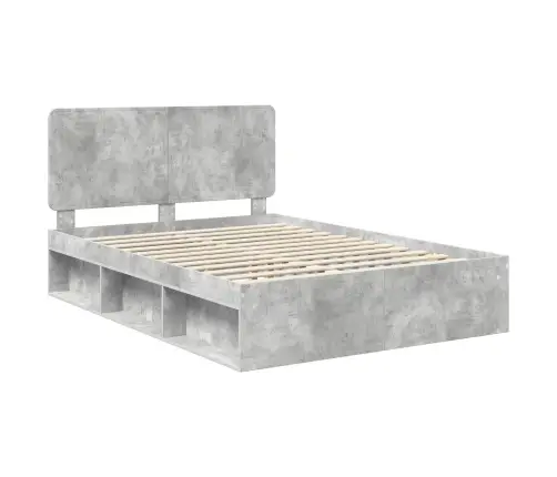 Gultas Rāmis Betons 140 X 190 Cm Ciets Priedes Koks Vidaxl