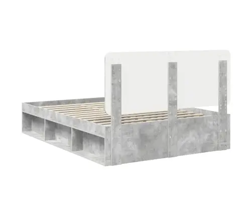 Gultas Rāmis Betons 140 X 190 Cm Ciets Priedes Koks Vidaxl