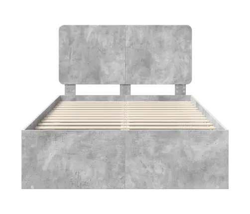 Gultas Rāmis Betona Pelēks 135 X 190 Cm Ciets Priedes Koks Vidaxl