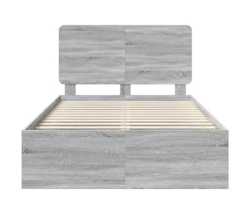 Gultas Rāmis Pelēks Sonoma 135 X 190 Cm Ciets Priedes Koks Vidaxl