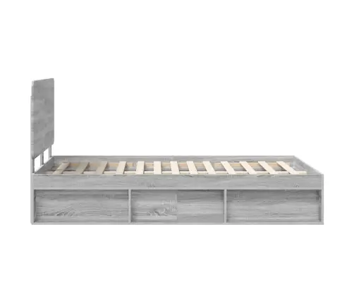 Gultas Rāmis Pelēks Sonoma 135 X 190 Cm Ciets Priedes Koks Vidaxl