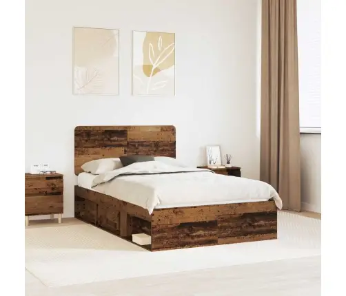 Gultas Rāmis Vecs Koks 135 X 190 Cm Ciets Priedes Koks Vidaxl