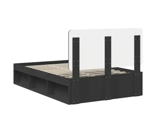 Gultas Rāmis Melna 120 X 190 Cm Ciets Priedes Koks Vidaxl