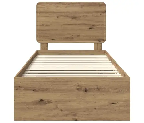 Gultas Rāmis Mākslīgā Ozola 100 X 200 Cm Ciets Priedes Koks Vidaxl