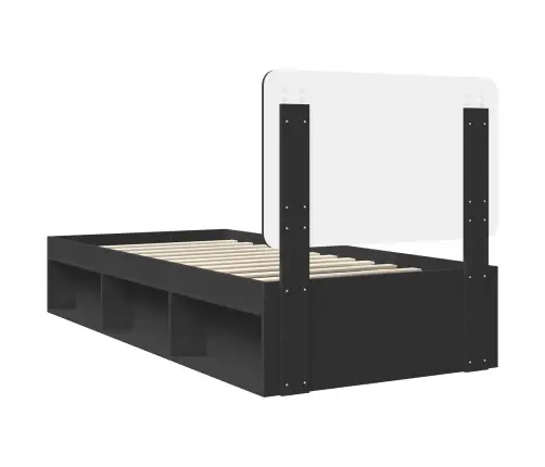 Gultas Rāmis Melna 90 X 200 Cm Ciets Priedes Koks Vidaxl