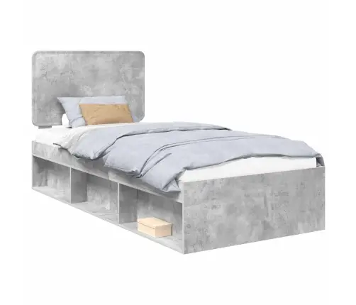 Gultas Rāmis Betons 90 X 200 Cm Ciets Priedes Koks Vidaxl