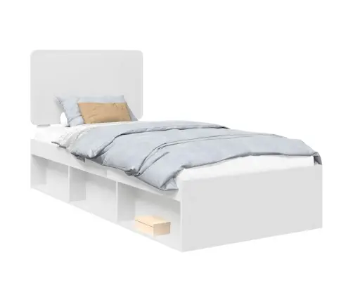 Gultas Rāmis Balts 90 X 190 Cm Ciets Priedes Koks Vidaxl