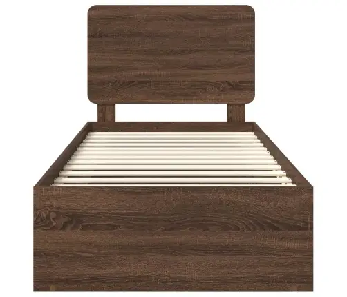 Gultas Rāmis Brūns Ozols 90 X 190 Cm Ciets Priedes Koks Vidaxl