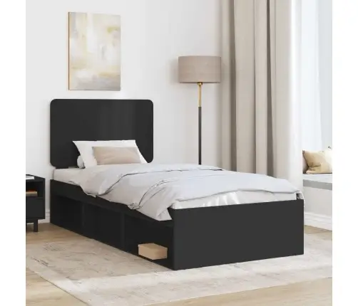 Gultas Rāmis Melna 75 X 190 Cm Ciets Priedes Koks Vidaxl