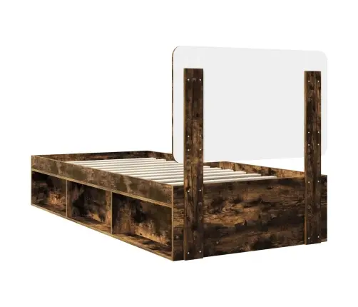 Voodi Raam Peaga Suitsetatud Tamm 75 X 190 Cm Tahke Mänd