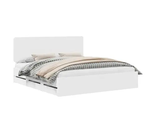 Gultas Rāmis Ar Atvilktni Balts 200 X 200 Cm Inženieru Koks Vidaxl