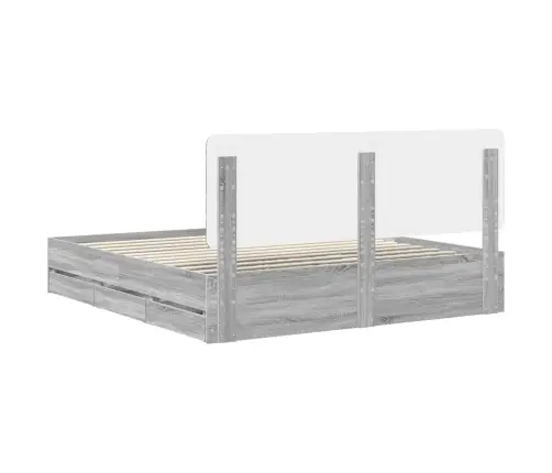 Gultas Rāmis Pelēks Sonoma 200 X 200 Cm Inženieru Koks Vidaxl